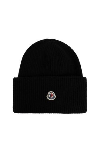 Moncler Logo Patch Knit Beanie - Moncler - Modalova