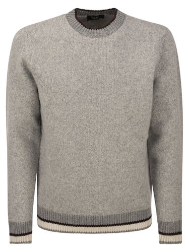 Round-neck Sweater In Wool Silk And Cashmere Boucle Patterned Yarn - Peserico - Modalova