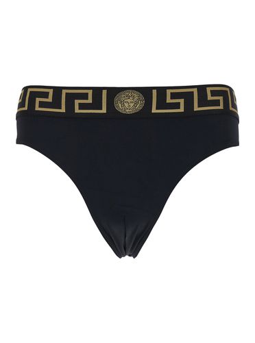 Speedo With Greca Detail In Tech Fabric Man - Versace - Modalova