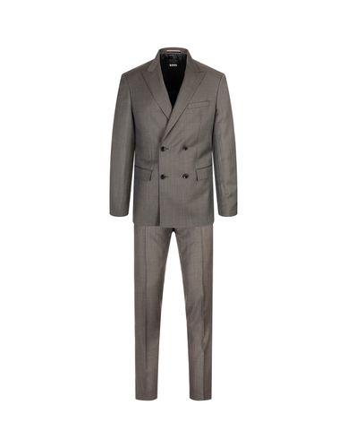 Slim Fit Double-breasted Suit In Wool With Micro-motif - Hugo Boss - Modalova