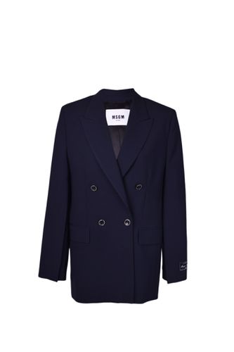 MSGM Navy Virgin Wool Blend Blazer - MSGM - Modalova