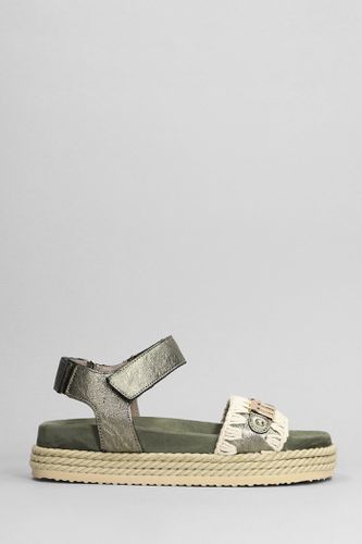Rope Bio Sandal Flats In Green Suede And Leather - Mou - Modalova