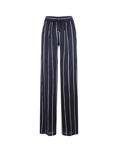 Navy Striped Silk Drawstring Trousers - Kiton - Modalova