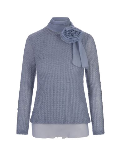 Light Long-sleeved Top With Silk Flower - Ermanno Scervino - Modalova