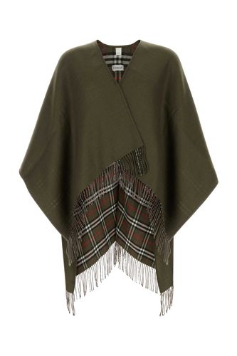 Olive Green Wool Reversible Cape - Burberry - Modalova