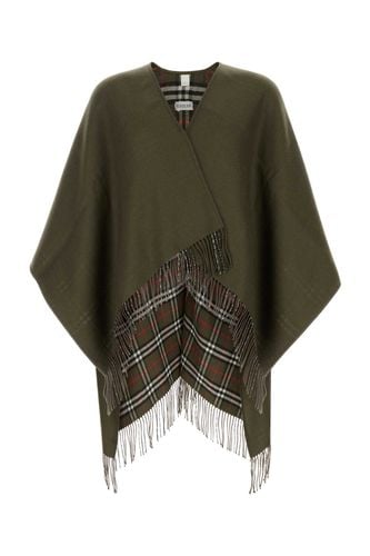 Olive Green Wool Reversible Cape - Burberry - Modalova