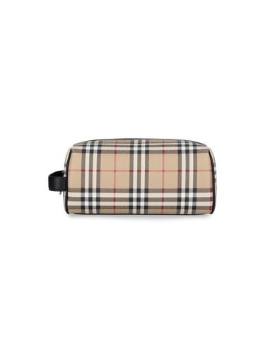 Travel Bag In Leather With Vintage Check Pattern - Burberry - Modalova