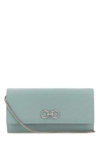 Powder Blue Leather Gancini Wallet - Ferragamo - Modalova