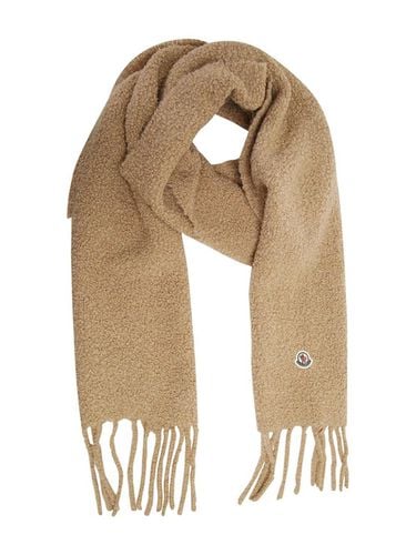 Logo Patch Brushed Fringed Scarf - Moncler - Modalova