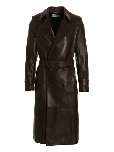 Double-breasted Leather Trench Coat - Saint Laurent - Modalova