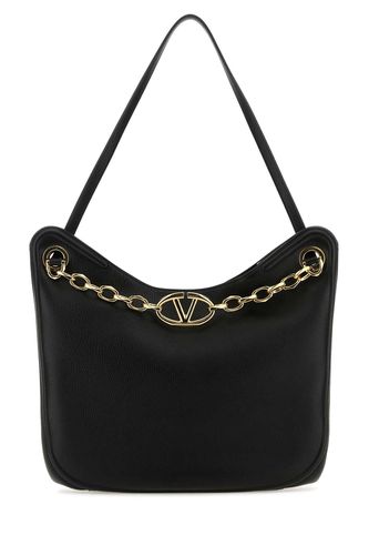 Black Leather Vlogo Moon Shopping Bag - Valentino Garavani - Modalova