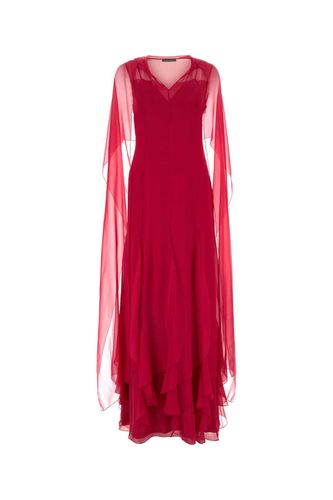 Fuchsia Crepe Long Dress - Alberta Ferretti - Modalova