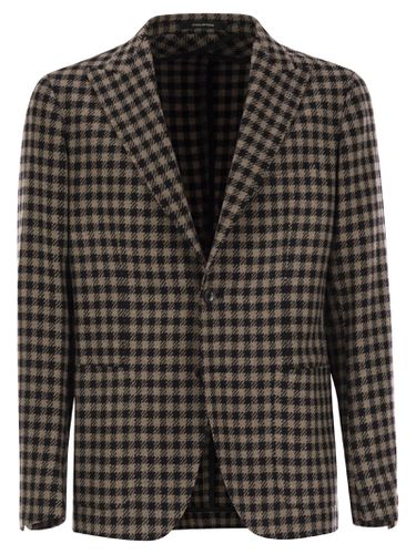 Houndstooth Virgin Wool Blend Jacket - Tagliatore - Modalova