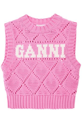 Ganni Knitted Logo Vest In Seven - Ganni - Modalova