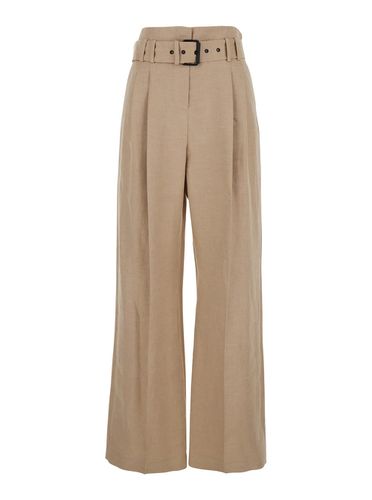 Trousers With Pleats And Waist Belt In Linen Woman - Eleventy - Modalova