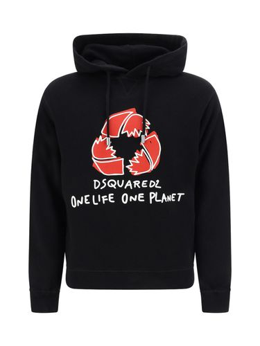 Felpa Con Cappuccio recycled Leaf One Life One Planet - Dsquared2 - Modalova