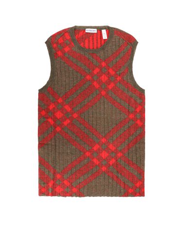 Check Dark Green Nylon Blend Vest - Burberry - Modalova