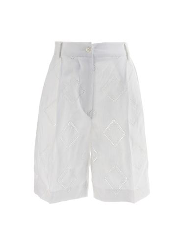 Embroidered Linen Bermuda Shorts - Kiton - Modalova