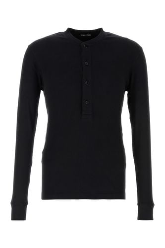 Tom Ford Cotton Modal Rib Ls Henley - Tom Ford - Modalova