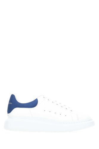 White Leather Sneakers With Blue Suede Heel - Alexander McQueen - Modalova