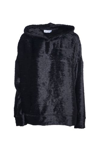 Fur Applique Velvet Hooded Sweater - Weili Zheng - Modalova