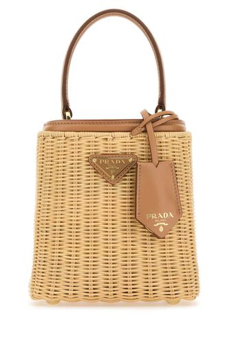 Prada Wicker And Leather Bucket Bag - Prada - Modalova