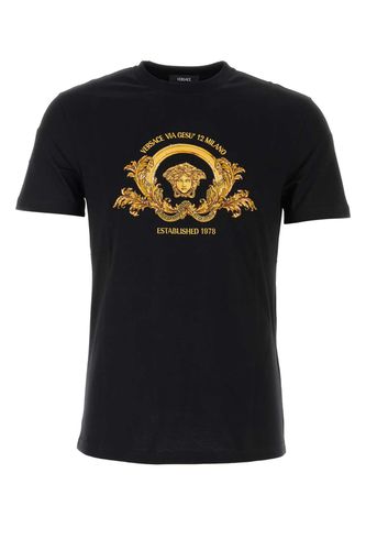 Versace Black Cotton T-shirt - Versace - Modalova