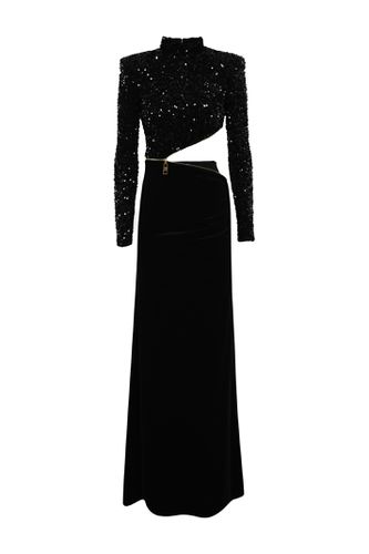 Red Carpet Dress In Chenille And Sequins - Elisabetta Franchi - Modalova