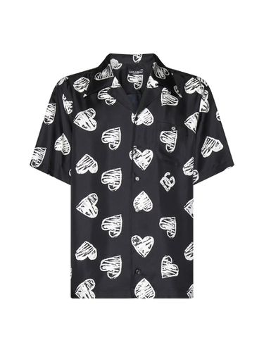 Silk Twill Shirt Hawaiian Shirt With Dg Heart Print - Dolce & Gabbana - Modalova