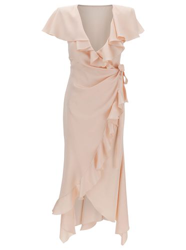 Longuette Pink Wrap-dress With Ruche In Satin Woman - Philosophy di Lorenzo Serafini - Modalova