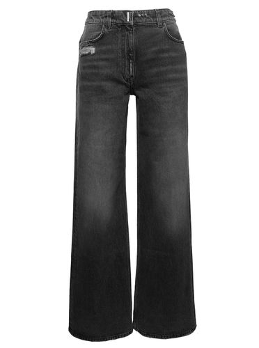 Pocket Style Wide Jeans With Logo Patch In Denim Cotton Woman - Givenchy - Modalova