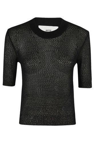 Crewneck Cropped Knitted Top - Ami Alexandre Mattiussi - Modalova