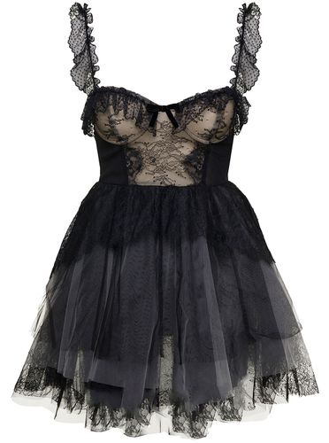 Mini Flounced Dress With Bow Detail In Lace And Tulle Woman - Philosophy di Lorenzo Serafini - Modalova