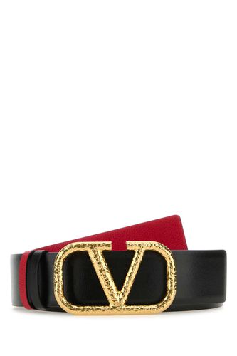 Black Leather Vlogo Reversible Belt - Valentino Garavani - Modalova