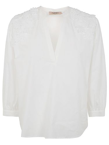 Blouse With Embroidered Flowers - TwinSet - Modalova