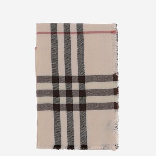 Wool Scarf With Check Pattern - Burberry - Modalova