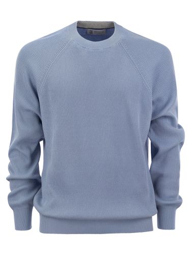 Cotton Rib Sweater With Raglan Sleeve - Brunello Cucinelli - Modalova