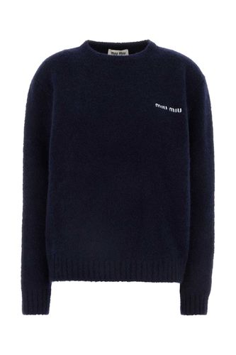 Navy Blue Virgin Wool Sweater - Miu Miu - Modalova