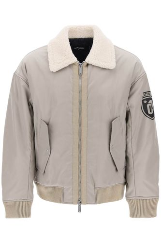 Padded Bomber Jacket With Collar In Lamb Fur - Dsquared2 - Modalova