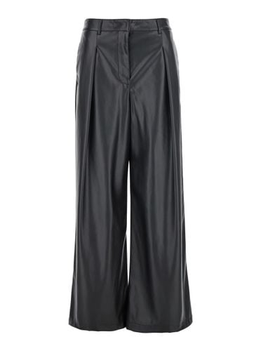 Wide Pants With Logo Plaque On The Back In Eco-leather Woman - TwinSet - Modalova