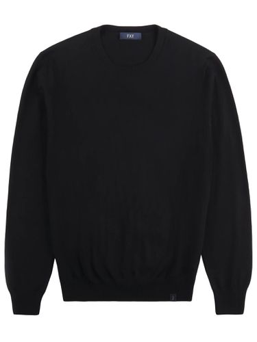 Jumper In Black Merinos Wool Knit - Fay - Modalova