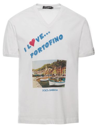 T-shirt With i Love Portofino Print In Cotton Man - Dolce & Gabbana - Modalova