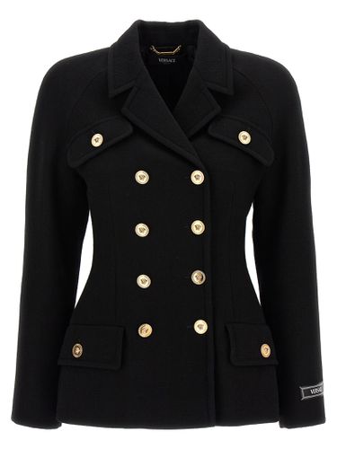 Crepe Double-breasted Jacket - Versace - Modalova