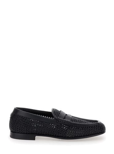 Black Slip-on Loafers In Woven Rafia Man - Dolce & Gabbana - Modalova