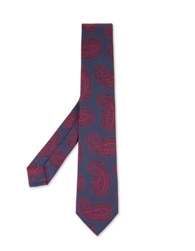 Dark Tie With Red Cashmere Pattern - Kiton - Modalova