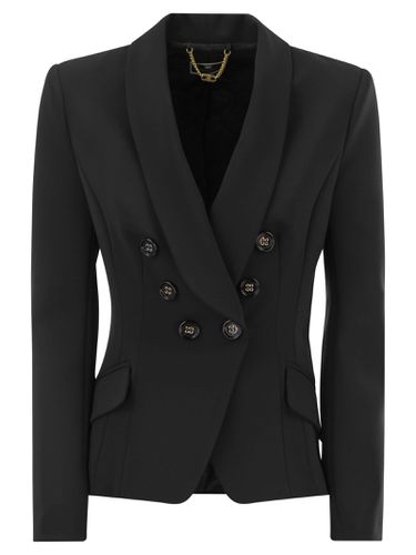 Double-breasted Crepe Jacket With Shawl Lapels - Elisabetta Franchi - Modalova