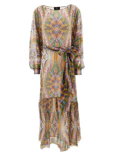 Maxi Dress With All-over Print And Belt In Silk Woman - Etro - Modalova