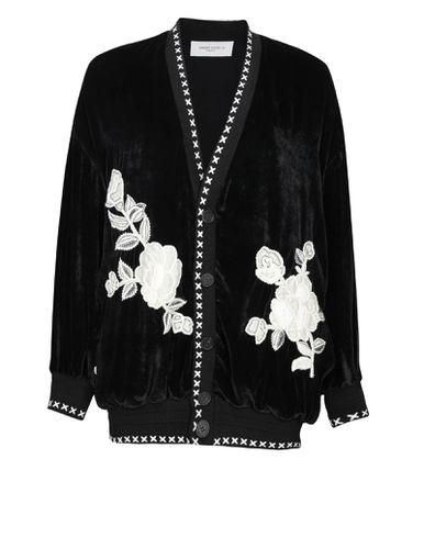 Womens Cardigan With Embroidered Flowers - Golden Goose - Modalova