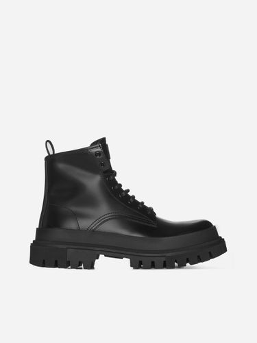 Leather Combat Boots - Dolce & Gabbana - Modalova