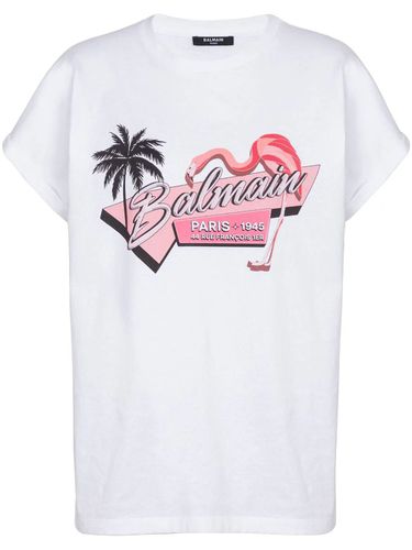 Balmain Flamingo Print T-shirt - Balmain - Modalova